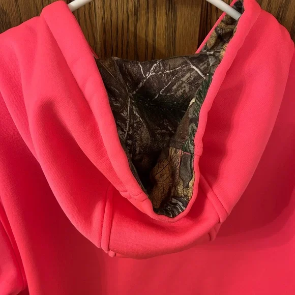 Under Armour Blaze Pink Camo Pullover Hoodie Fleece Sweatshirt Size Large - Picture 6 of 8